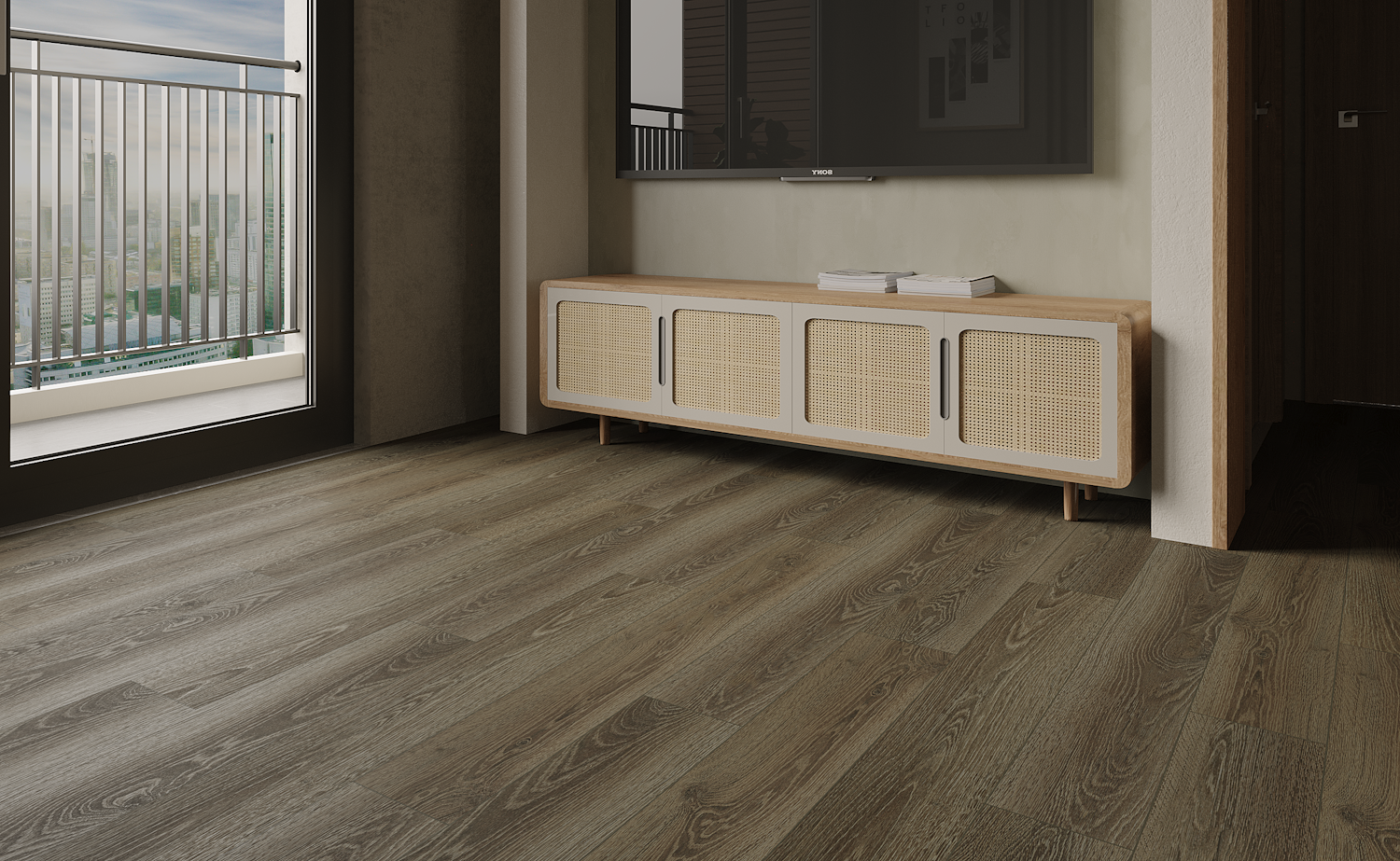 Кварцвиниловая плитка Art East замковая Art Tile Click Ясень Тревизо 45-10-ATC 1220×180×4 фото в интерьере